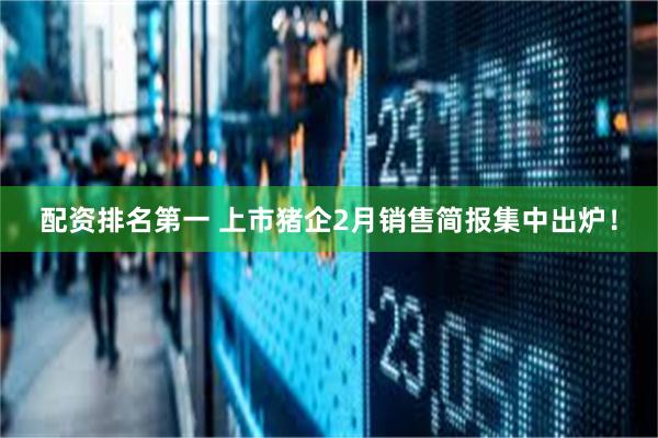 配资排名第一 上市猪企2月销售简报集中出炉！
