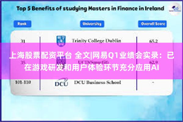 上海股票配资平台 全文|网易Q1业绩会实录：已在游戏研发和用户体验环节充分应用AI